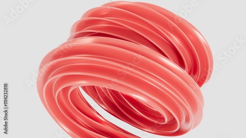 Abstract 3D background with red wavy lines in a minimalist style, smooth texture, modern design for banners, presentations, backgrounds, and advertising. Geometric shapes on a light background.