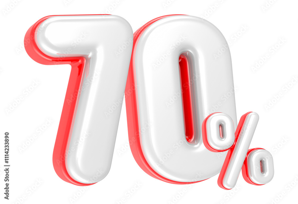 3d rendering Number 70 Percent isolated 3d rendering Number 70 Percent isolated