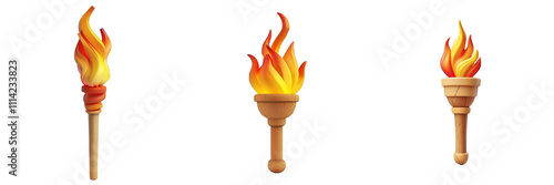 Obraz na płótnie 3d render flaming torch isolated on transparent background Cartoon Illustration in plastic style w salonie