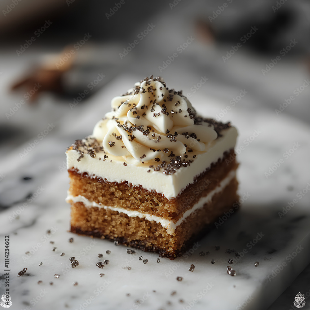 Earl Grey Tea Cake with Mascarpone Cream and Demerara Sugar on Marble Countertop
Earl Grey Tea Cake with Mascarpone Cream and Demerara Sugar on Marble Countertop
