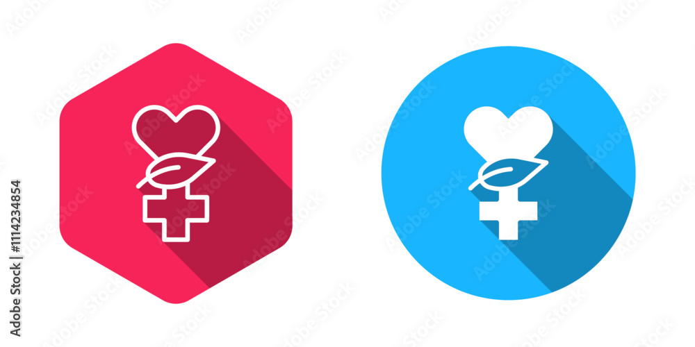 Filled and outline Ethnoscience icon isolated with long shadow background. Gardening, ethnoscience and organic concept. Vector Filled and outline Ethnoscience icon isolated with long shadow background. Gardening, ethnoscience and organic concept. Vector