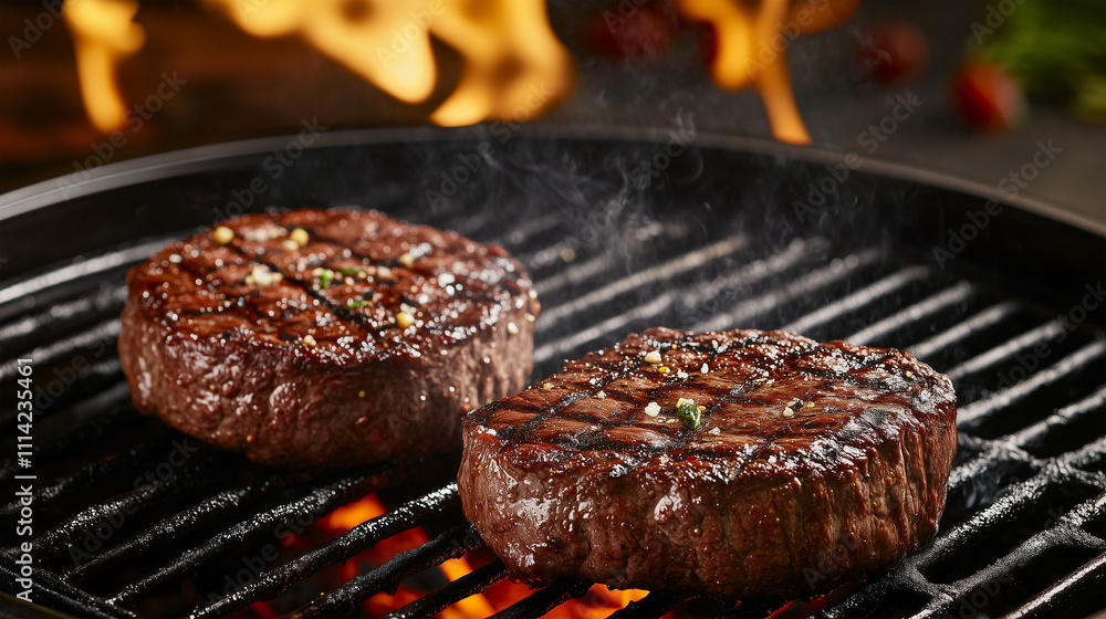 close-up of grilled meat on barbecue grill close-up of grilled meat on barbecue grill