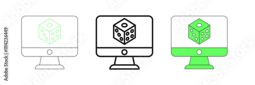 Set line Game dice icon isolated on white background. Casino gambling. Vector