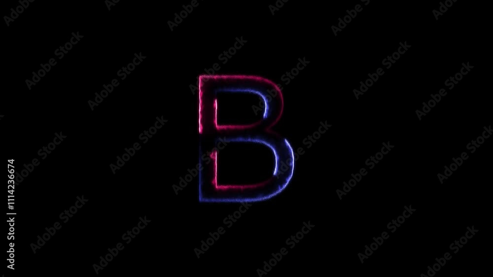 glowing light B animation on black background, glowing light B animation on black background,