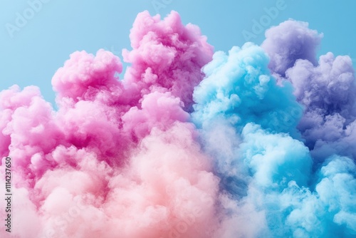 Colorful smoke clouds create a dreamy atmosphere in a vibrant sky scene abstract art aerial view fantasy concept