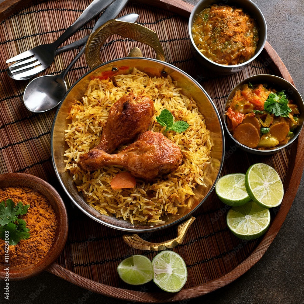 Delicious Biriyani With Food Table Background Delicious Biriyani With Food Table Background
