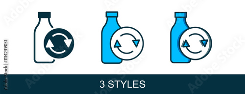 Filled outline Recycling plastic bottle icon isolated on white background. Vector