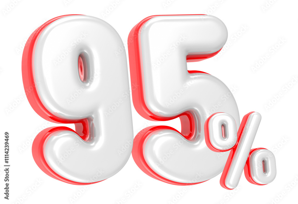 3d rendering Number 95 Percent isolated 3d rendering Number 95 Percent isolated