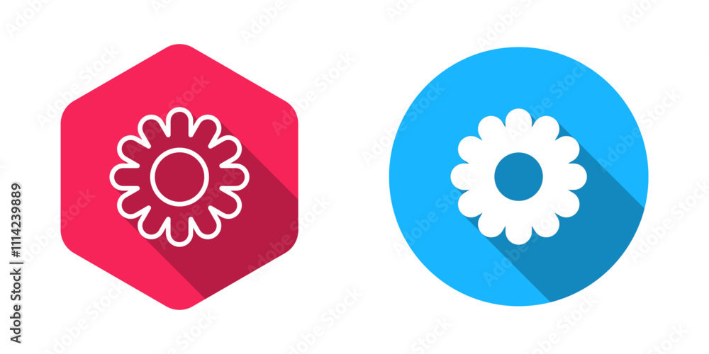 Filled and outline Flower icon isolated with long shadow background. Sweet natural food. Vector Filled and outline Flower icon isolated with long shadow background. Sweet natural food. Vector