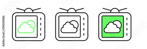 Set line Weather forecast icon isolated on white background. Vector