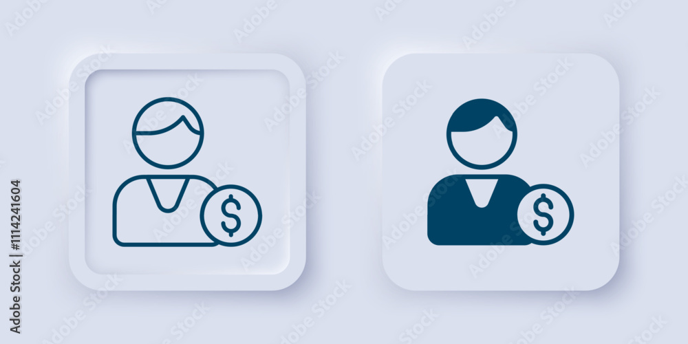 Filled and outline Buyer icon isolated on grey background. Square button. Vector Filled and outline Buyer icon isolated on grey background. Square button. Vector