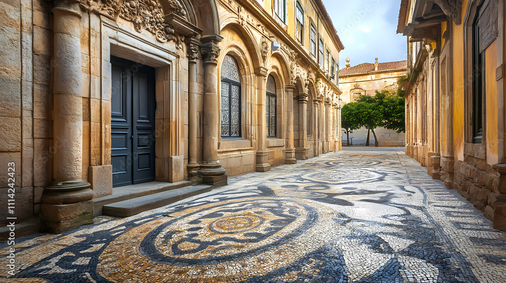 Obraz premium The portuguese pavement. Mosaic. Illustration