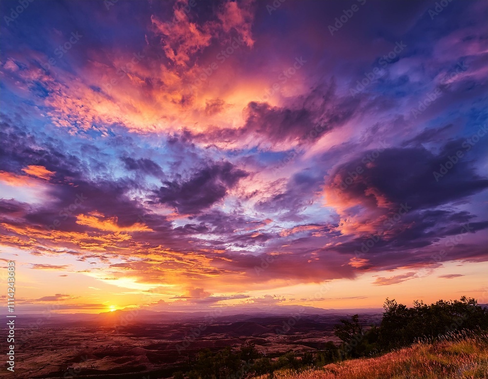 Dramatic sky background with vibrant colors of sunrise or sunset, perfect for landscape photography, travel content, or inspirational visuals Dramatic sky background with vibrant colors of sunrise or sunset, perfect for landscape photography, travel content, or inspirational visuals