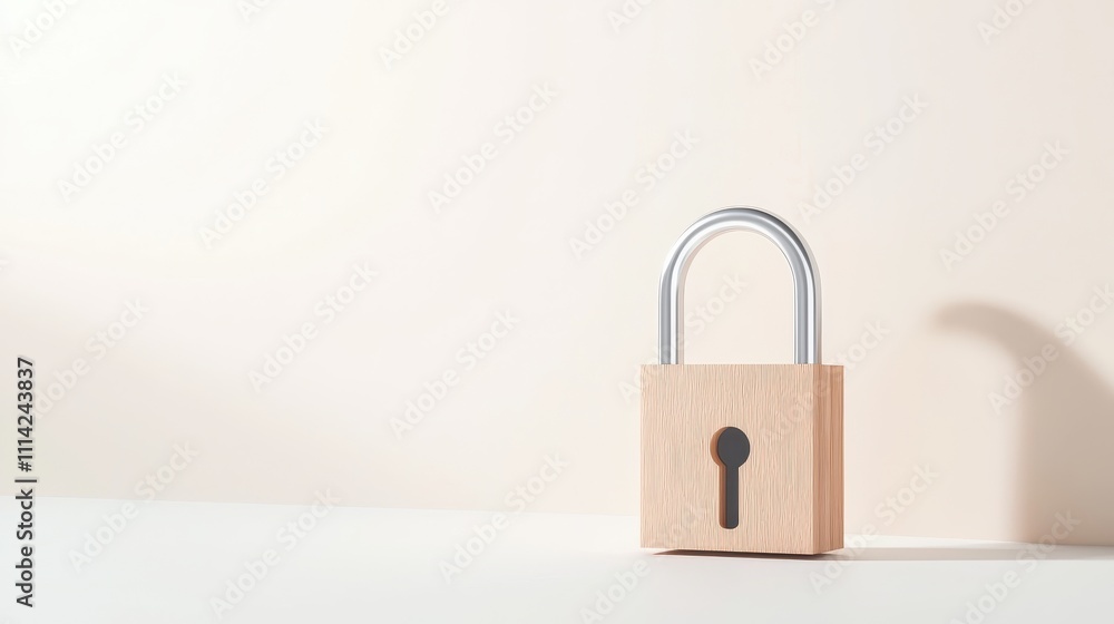A simple wooden padlock with a metal shackle sits against a light background, symbolizing security and protection. A simple wooden padlock with a metal shackle sits against a light background, symbolizing security and protection.