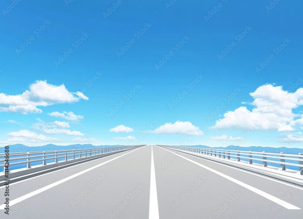Fototapeta premium Endless Highway Bridge Under a Clear Sky