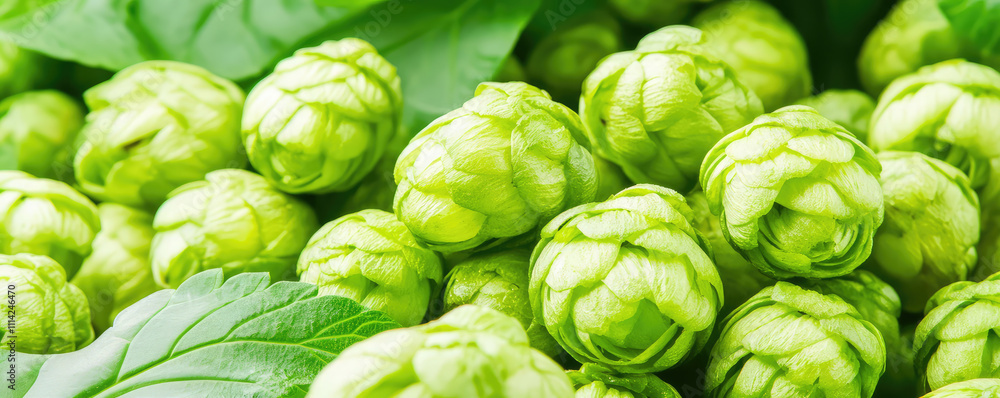 Green hops for beer, texture. Craft beer ingredients at a brewery Green hops for beer, texture. Craft beer ingredients at a brewery