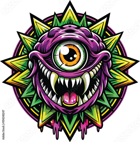 Ghostly Eye with an Eerie Glow on White Background