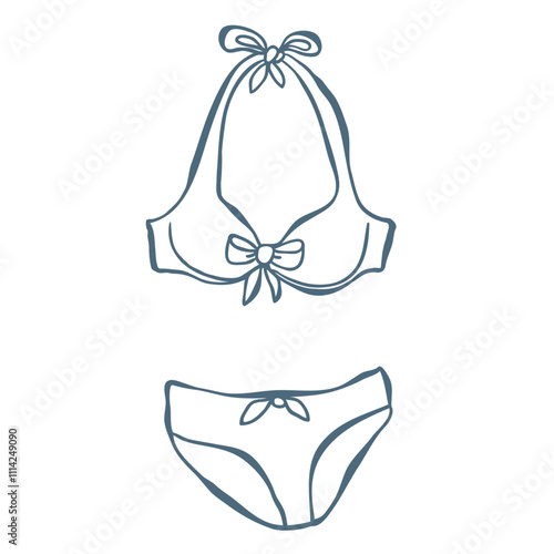 Line Art Illustration of Bikini. Vector Graphic.