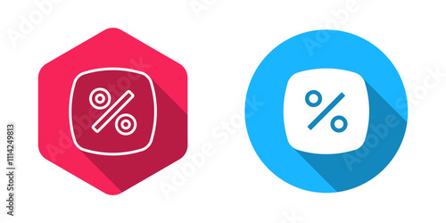 Filled and outline Discount percent tag icon isolated with long shadow background. Shopping tag sign. Special offer sign. Discount coupons symbol. Vector