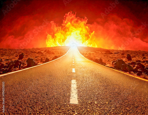 Photo depicting the strait road to hell gate. photo