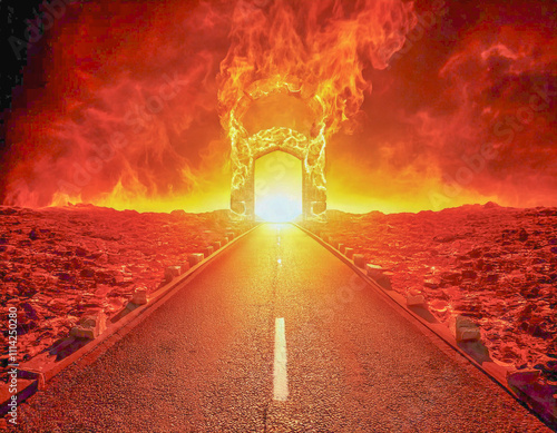 Photo depicting the strait road to hell gate. photo