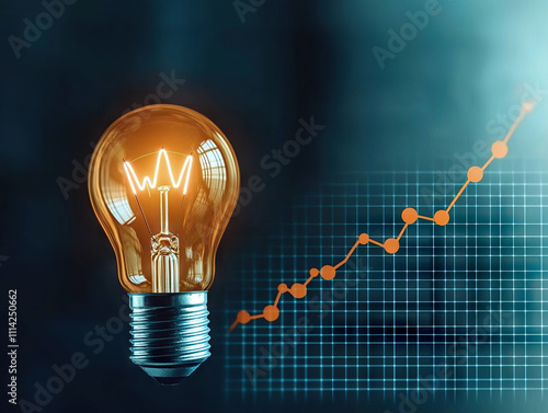 Light bulb and graph symbolize innovative financial planning and growth