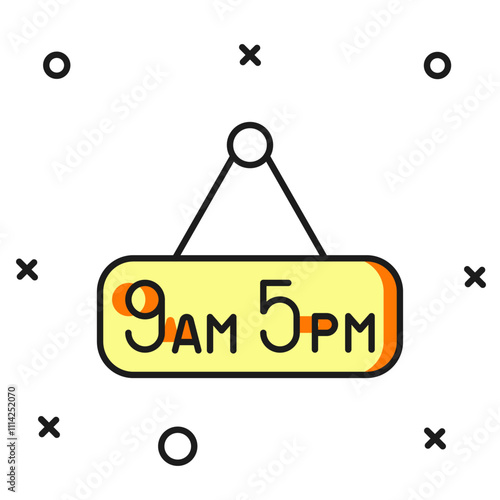 Filled outline From 9 to 5 job icon isolated on white background. Concept meaning work time schedule daily routine classic traditional employment. Flat filled outline style with shadow. Vector