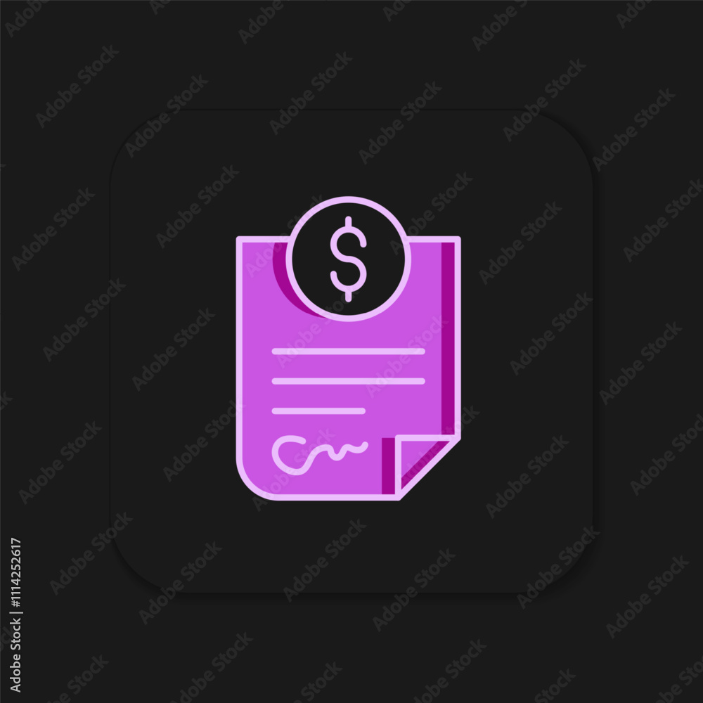 Filled outline Contract money icon isolated on black background. Banking document dollar file finance money page. Flat filled outline style with shadow. Vector Filled outline Contract money icon isolated on black background. Banking document dollar file finance money page. Flat filled outline style with shadow. Vector