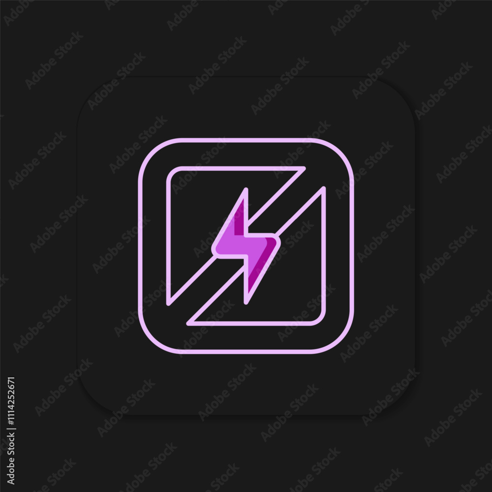 Filled outline No lightning icon isolated on black background. No electricity. Flat filled outline style with shadow. Vector Filled outline No lightning icon isolated on black background. No electricity. Flat filled outline style with shadow. Vector