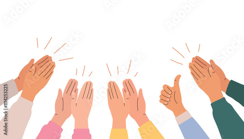 Group of people hands clapping. People applaud. Vector illustration in flat style.