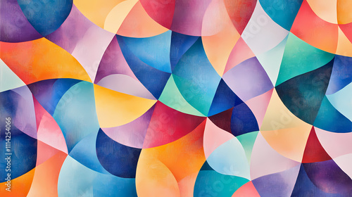 Geometric mosaic pattern in vibrant pastel hues. Mosaic. Illustration