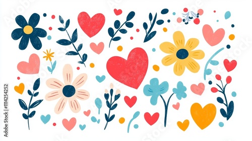 Hidden heart shapes in vintage floral pattern background for valentine's day love celebration