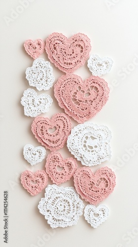 Romantic vintage heart doilies valentine's day background and decor inspiration