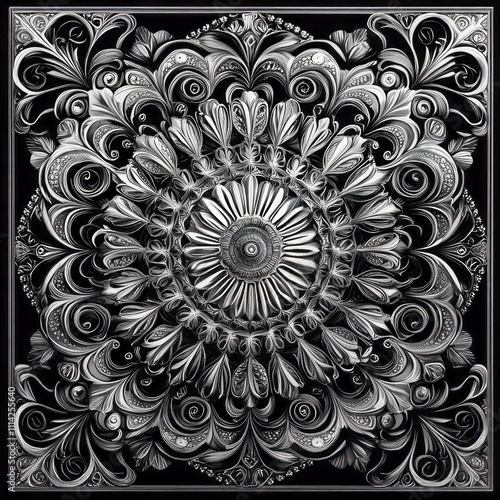 radial ornament black and white 