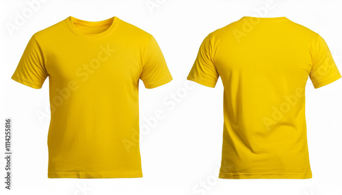 Yellow T Shirt Mockup Front and Back Views Apparel Design Template