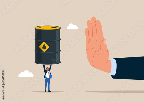 Economic wars. Ban on import oil, gas. Embargo, sanctions. Modern flat vector illustration.