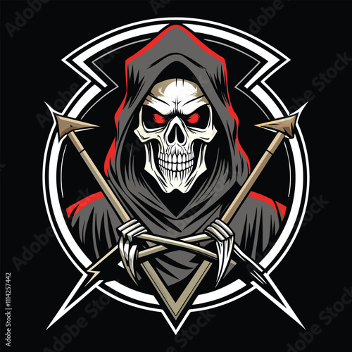 Skull Face with Intense Expression on White Background
