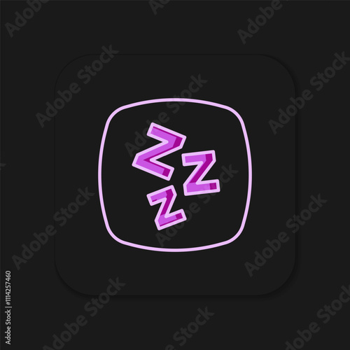 Filled outline Sleepy icon isolated on black background. Sleepy zzz talk bubble. Flat filled outline style with shadow. Vector