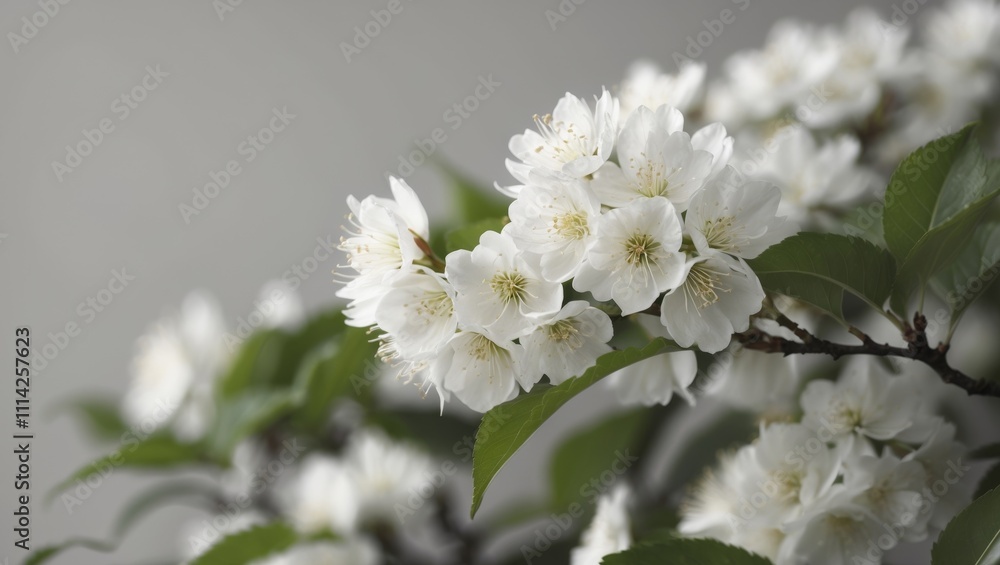 Beautiful White Cherry Laurel Flowers in Bloom Capturing the Essence of Springtime with Lush Green Leaves and Delicate Blossoms in Full Display. Beautiful White Cherry Laurel Flowers in Bloom Capturing the Essence of Springtime with Lush Green Leaves and Delicate Blossoms in Full Display.