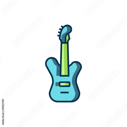Filled outline Electric bass guitar icon isolated on white background. Flat filled outline style with shadow. Vector