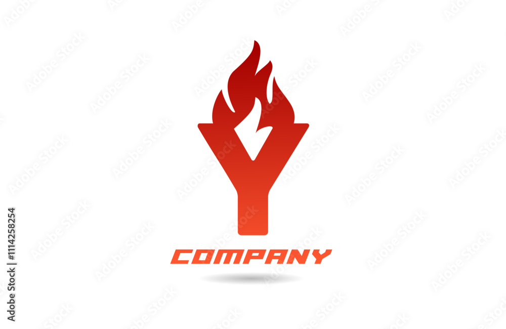 Y red fire flames alphabet logo icon letter design with gradient colour for business and company Y red fire flames alphabet logo icon letter design with gradient colour for business and company