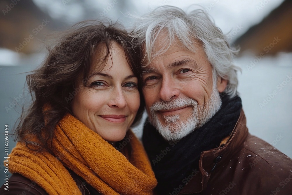 photograph of middle aged couple, hugging and smiling at each other by the lake autumn weather, mountains behind them, close up portrait, happycore, candid shot, natural light, emotional feeling
photograph of middle aged couple, hugging and smiling at each other by the lake autumn weather, mountains behind them, close up portrait, happycore, candid shot, natural light, emotional feeling