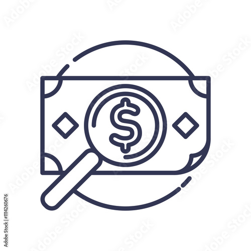 Magnifying glass over dollar bill symbolizes financial scrutiny.