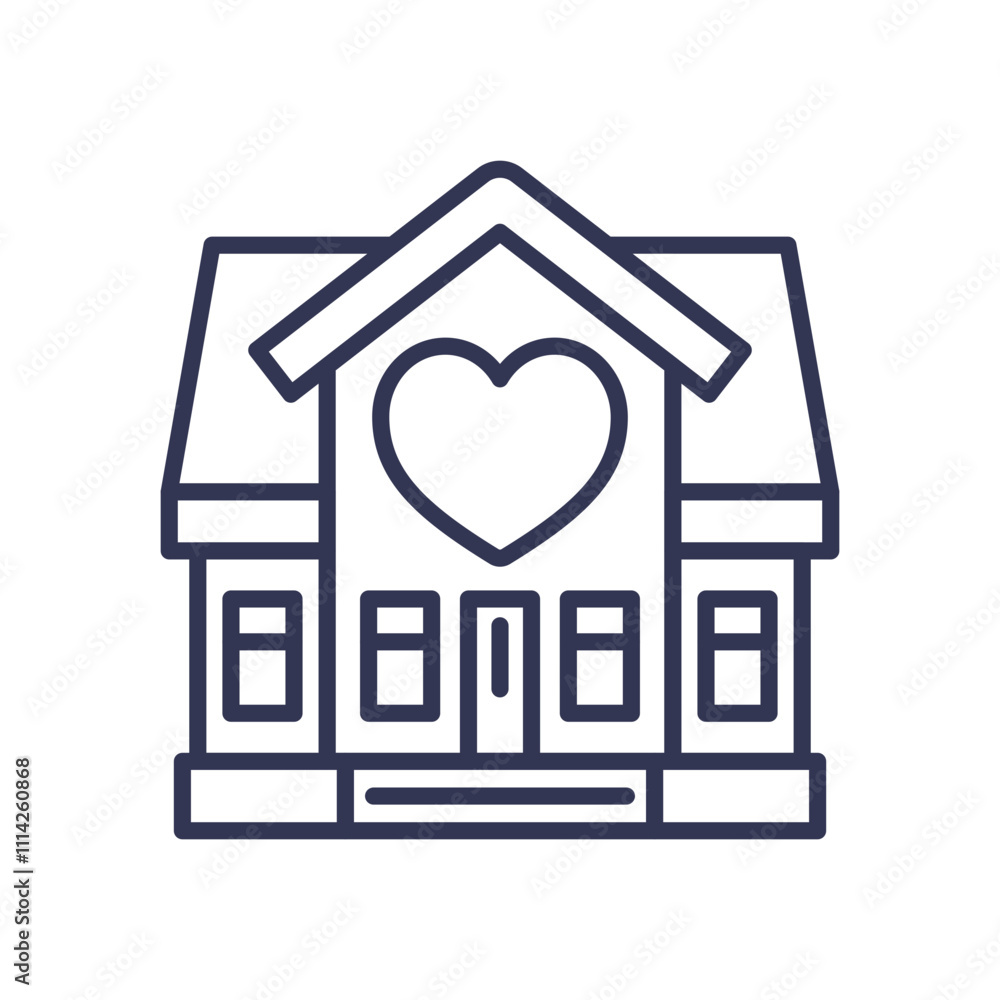 A house with a heart symbolizes love and care at home. A house with a heart symbolizes love and care at home.