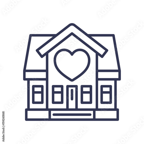 A house with a heart symbolizes love and care at home.