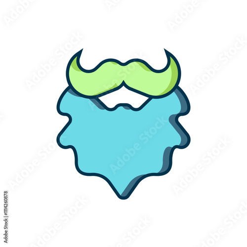 Filled outline Mustache and beard icon isolated on white background. Barbershop symbol. Facial hair style. Flat filled outline style with shadow. Vector