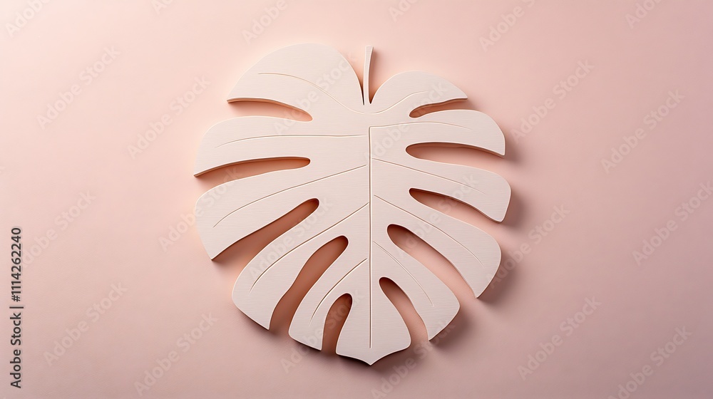 Pastel pink monstera leaf on pink background. Pastel pink monstera leaf on pink background.