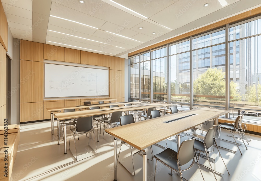 A warm-toned office with a city skyline view, featuring a conference room with a meeting table, blank whiteboard, and a focus on development planning, teamwork, and business financial strategies. A warm-toned office with a city skyline view, featuring a conference room with a meeting table, blank whiteboard, and a focus on development planning, teamwork, and business financial strategies.