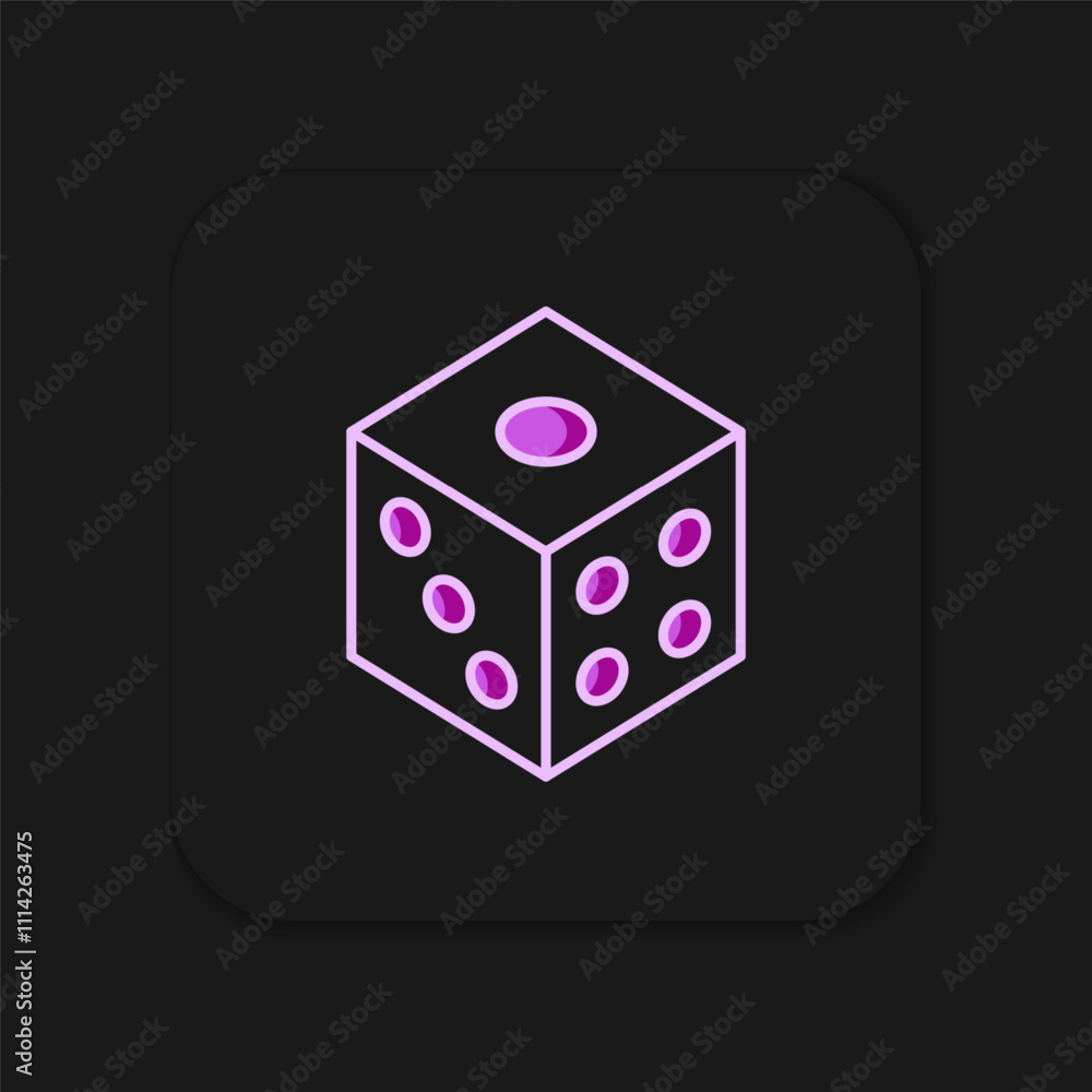 Filled outline Game dice icon isolated on black background. Casino gambling. Flat filled outline style with shadow. Vector Filled outline Game dice icon isolated on black background. Casino gambling. Flat filled outline style with shadow. Vector
