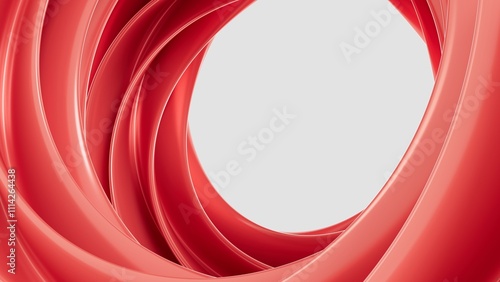 Abstract 3D background with red wavy lines in a minimalist style, smooth texture, modern design for banners, presentations, backgrounds, and advertising. Geometric shapes on a light background.